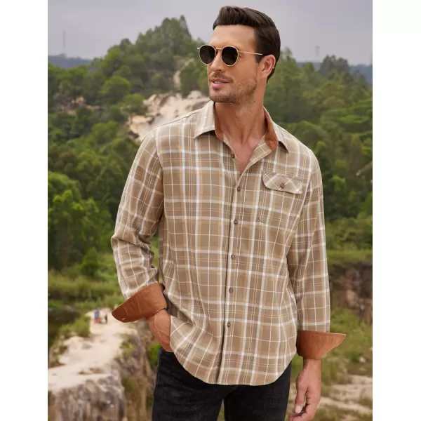 COOFANDY Mens Plaid Shirt Jacket Button Down Long Sleeve Shirts Western Work Shirts