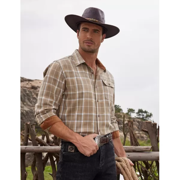 COOFANDY Mens Plaid Shirt Jacket Button Down Long Sleeve Shirts Western Work Shirts