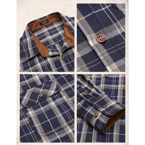 COOFANDY Mens Plaid Shirt Jacket Button Down Long Sleeve Shirts Western Work Shirts