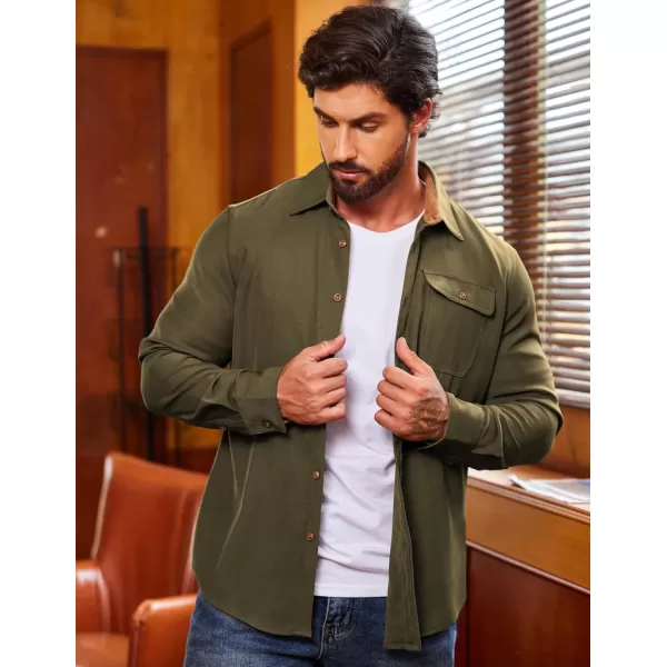 COOFANDY Mens Plaid Shirt Jacket Button Down Long Sleeve Shirts Western Work Shirts