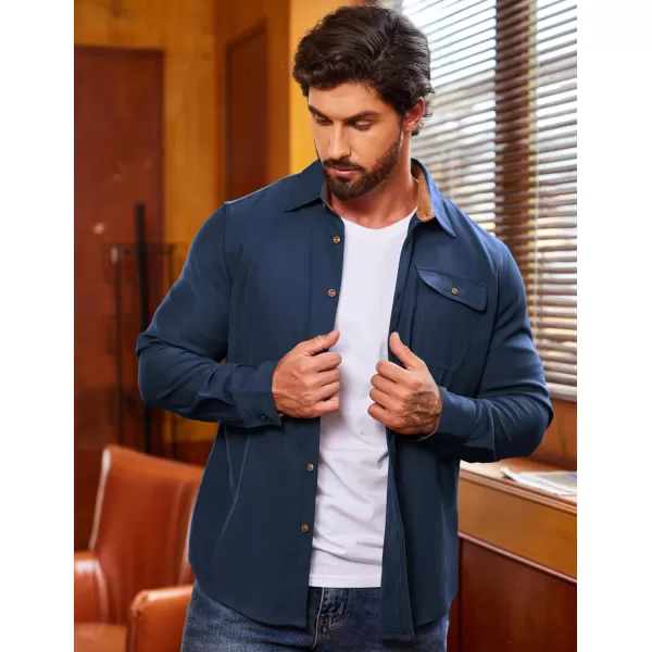 COOFANDY Mens Plaid Shirt Jacket Button Down Long Sleeve Shirts Western Work Shirts