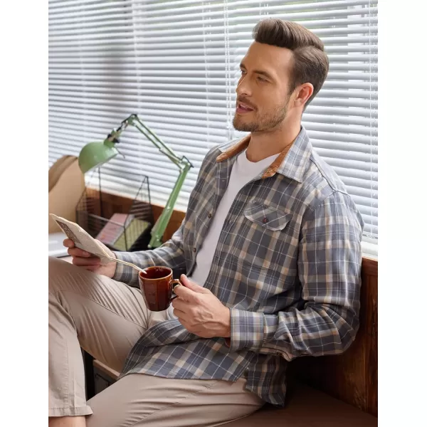 COOFANDY Mens Plaid Shirt Jacket Button Down Long Sleeve Shirts Western Work Shirts