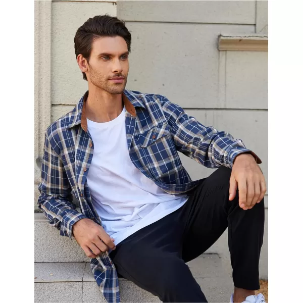 COOFANDY Mens Plaid Shirt Jacket Button Down Long Sleeve Shirts Western Work Shirts