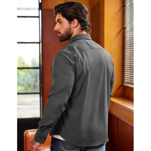 COOFANDY Mens Plaid Shirt Jacket Button Down Long Sleeve Shirts Western Work Shirts