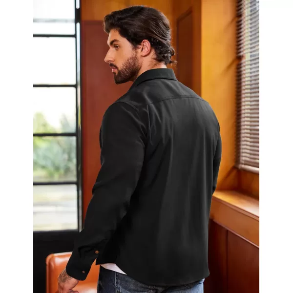 COOFANDY Mens Plaid Shirt Jacket Button Down Long Sleeve Shirts Western Work Shirts