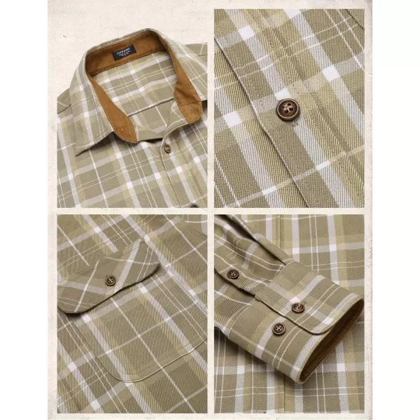 COOFANDY Mens Plaid Shirt Jacket Button Down Long Sleeve Shirts Western Work Shirts