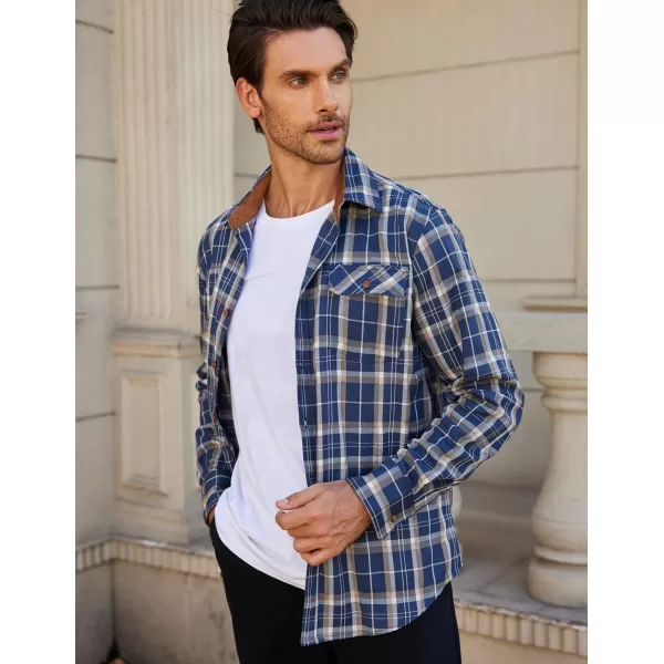 COOFANDY Mens Plaid Shirt Jacket Button Down Long Sleeve Shirts Western Work Shirts