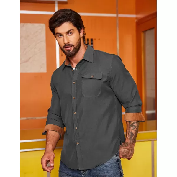COOFANDY Mens Plaid Shirt Jacket Button Down Long Sleeve Shirts Western Work Shirts