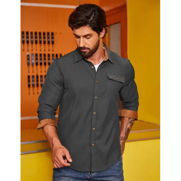 COOFANDY Mens Plaid Shirt Jacket Button Down Long Sleeve Shirts Western Work Shirts