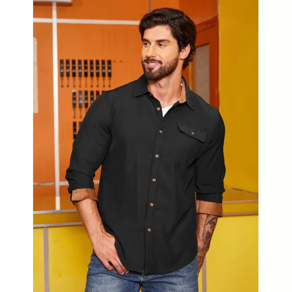 COOFANDY Mens Plaid Shirt Jacket Button Down Long Sleeve Shirts Western Work Shirts