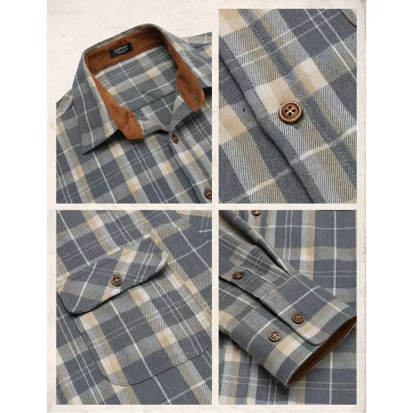 COOFANDY Mens Plaid Shirt Jacket Button Down Long Sleeve Shirts Western Work Shirts