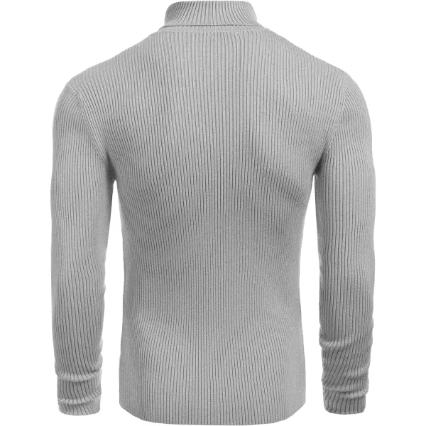 COOFANDY Mens Ribbed Slim Fit Knitted Pullover Turtleneck Sweater