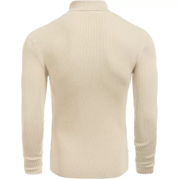 COOFANDY Mens Ribbed Slim Fit Knitted Pullover Turtleneck Sweater