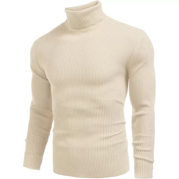 COOFANDY Mens Ribbed Slim Fit Knitted Pullover Turtleneck Sweater