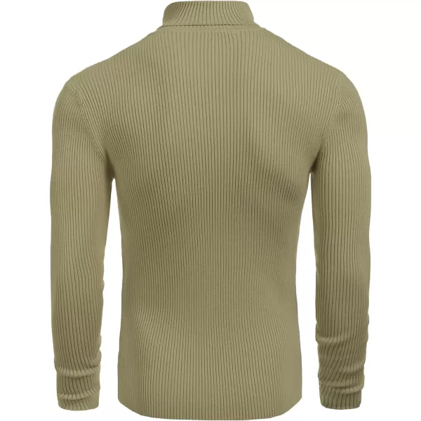 COOFANDY Mens Ribbed Slim Fit Knitted Pullover Turtleneck Sweater