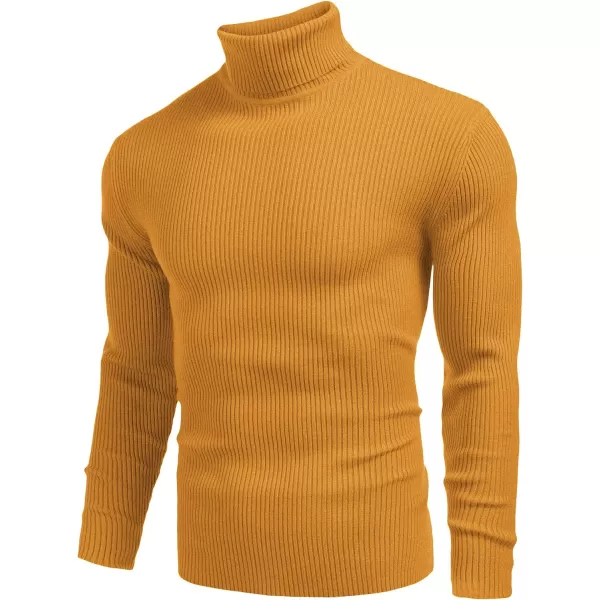 COOFANDY Mens Ribbed Slim Fit Knitted Pullover Turtleneck Sweater