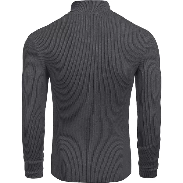 COOFANDY Mens Ribbed Slim Fit Knitted Pullover Turtleneck Sweater
