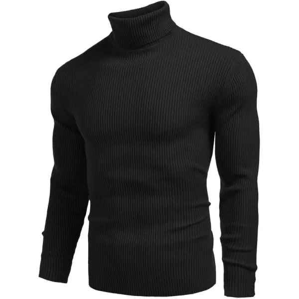 COOFANDY Mens Ribbed Slim Fit Knitted Pullover Turtleneck Sweater