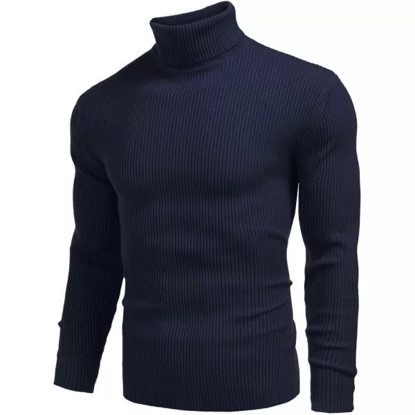 COOFANDY Mens Ribbed Slim Fit Knitted Pullover Turtleneck Sweater
