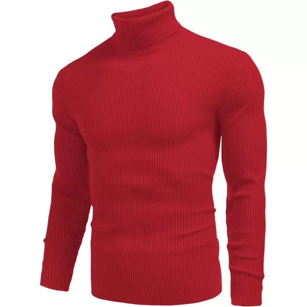 COOFANDY Mens Ribbed Slim Fit Knitted Pullover Turtleneck Sweater