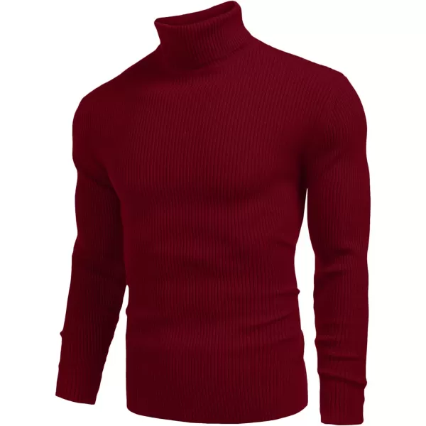 COOFANDY Mens Ribbed Slim Fit Knitted Pullover Turtleneck Sweater
