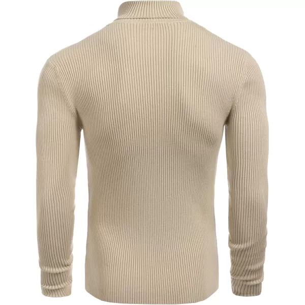 COOFANDY Mens Ribbed Slim Fit Knitted Pullover Turtleneck Sweater