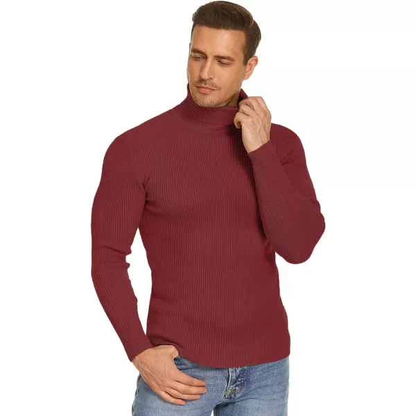 COOFANDY Mens Ribbed Slim Fit Knitted Pullover Turtleneck Sweater