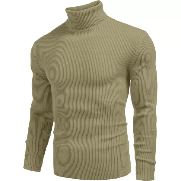 COOFANDY Mens Ribbed Slim Fit Knitted Pullover Turtleneck Sweater