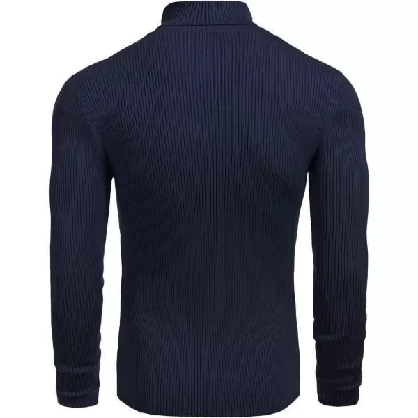 COOFANDY Mens Ribbed Slim Fit Knitted Pullover Turtleneck Sweater