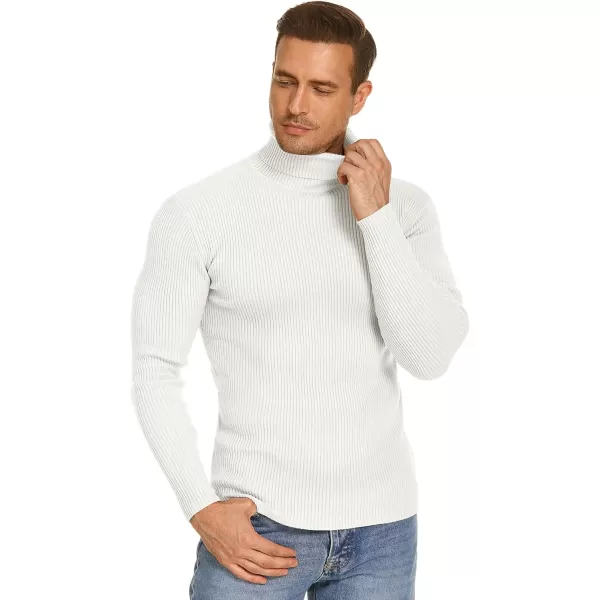 COOFANDY Mens Ribbed Slim Fit Knitted Pullover Turtleneck Sweater