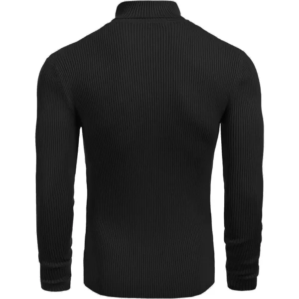 COOFANDY Mens Ribbed Slim Fit Knitted Pullover Turtleneck Sweater