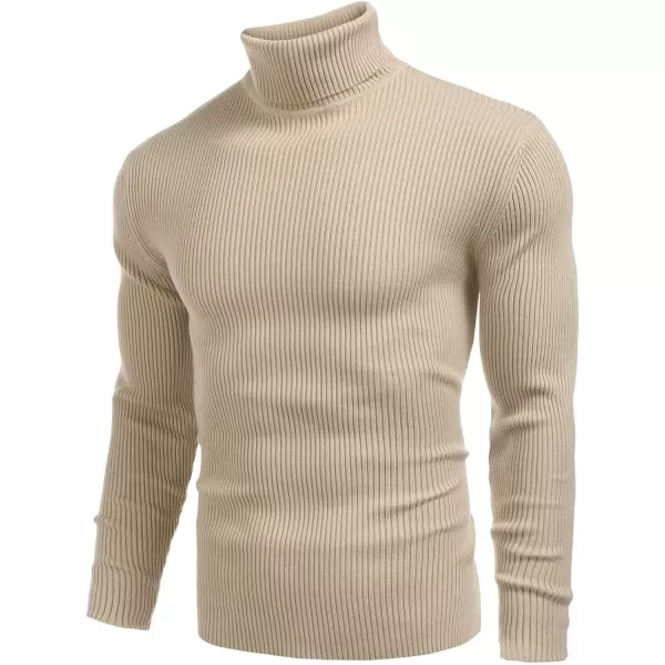 COOFANDY Mens Ribbed Slim Fit Knitted Pullover Turtleneck Sweater