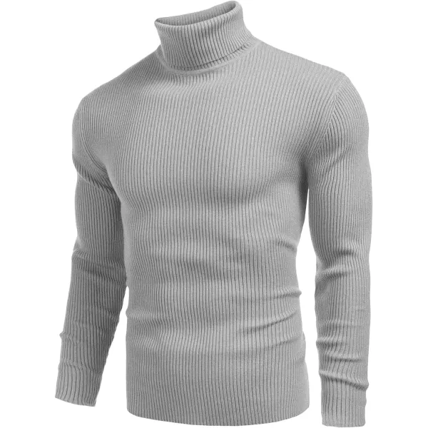 COOFANDY Mens Ribbed Slim Fit Knitted Pullover Turtleneck Sweater