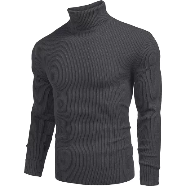 COOFANDY Mens Ribbed Slim Fit Knitted Pullover Turtleneck Sweater