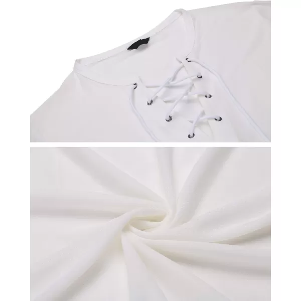COOFANDY Mens Sexy Lace up See Through Long Sleeve T Shirt Mesh Undershirts