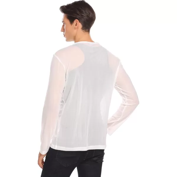 COOFANDY Mens Sexy Lace up See Through Long Sleeve T Shirt Mesh Undershirts