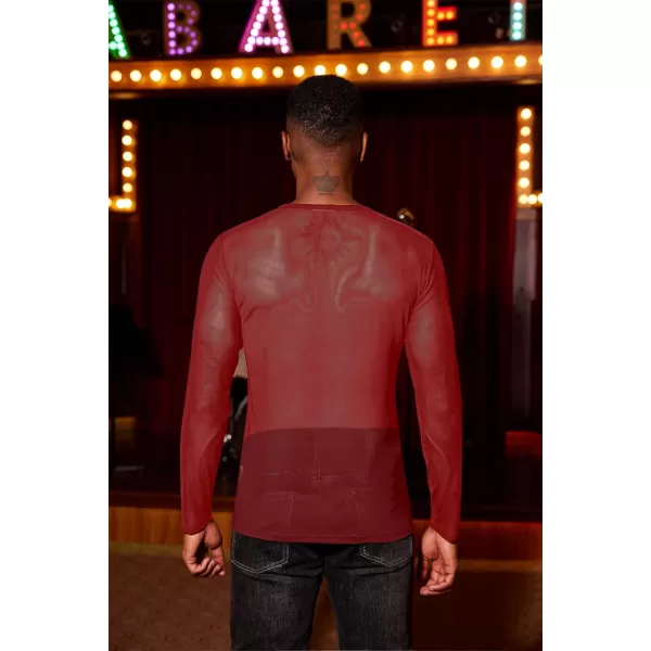 COOFANDY Mens Sexy Lace up See Through Long Sleeve T Shirt Mesh Undershirts
