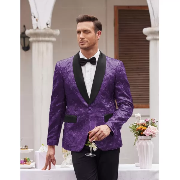 COOFANDY Men's Shiny Sequins Blazer Floral Suit Jacket Stylish Tuxedo for Party, Wedding, Banquet, Prom