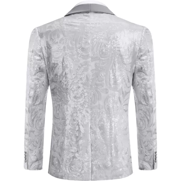 COOFANDY Men's Shiny Sequins Blazer Floral Suit Jacket Stylish Tuxedo for Party, Wedding, Banquet, Prom
