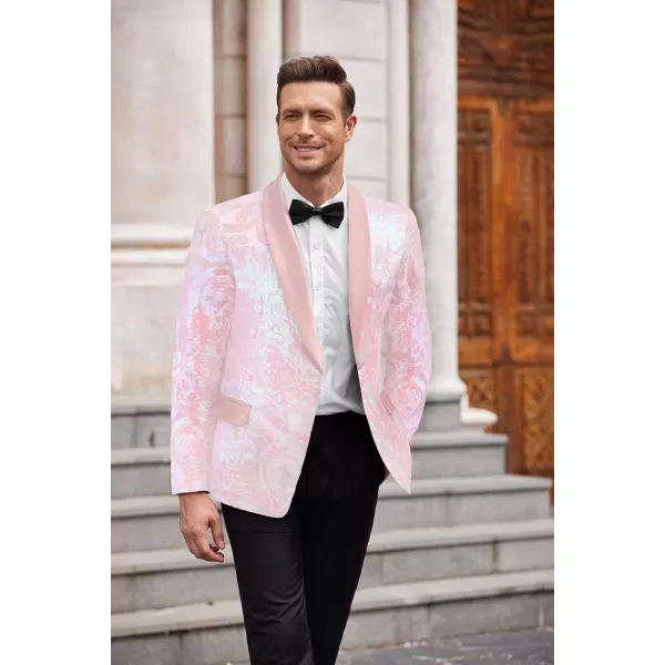 COOFANDY Men's Shiny Sequins Blazer Floral Suit Jacket Stylish Tuxedo for Party, Wedding, Banquet, Prom