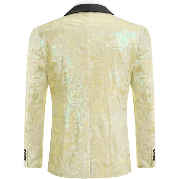 COOFANDY Men's Shiny Sequins Blazer Floral Suit Jacket Stylish Tuxedo for Party, Wedding, Banquet, Prom