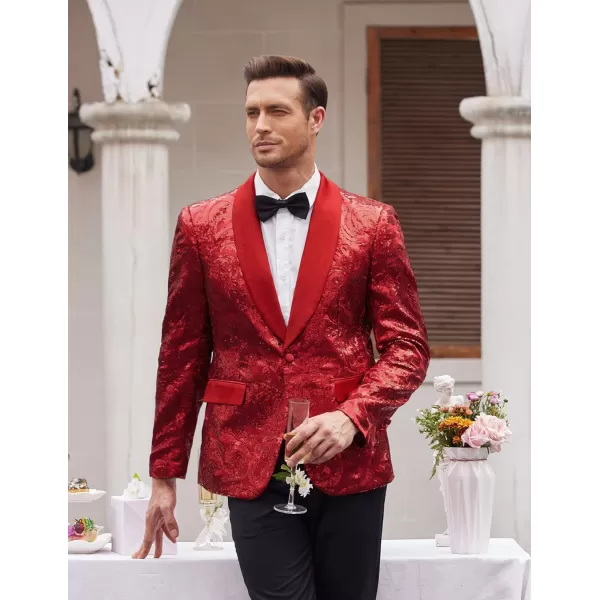 COOFANDY Men's Shiny Sequins Blazer Floral Suit Jacket Stylish Tuxedo for Party, Wedding, Banquet, Prom