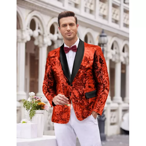 COOFANDY Men's Shiny Sequins Blazer Floral Suit Jacket Stylish Tuxedo for Party, Wedding, Banquet, Prom
