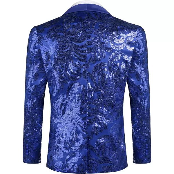 COOFANDY Men's Shiny Sequins Blazer Floral Suit Jacket Stylish Tuxedo for Party, Wedding, Banquet, Prom