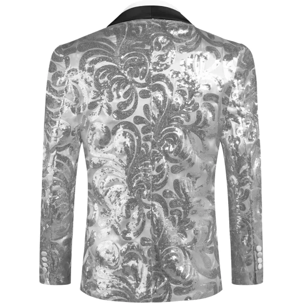 COOFANDY Men's Shiny Sequins Blazer Floral Suit Jacket Stylish Tuxedo for Party, Wedding, Banquet, Prom
