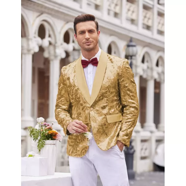 COOFANDY Men's Shiny Sequins Blazer Floral Suit Jacket Stylish Tuxedo for Party, Wedding, Banquet, Prom