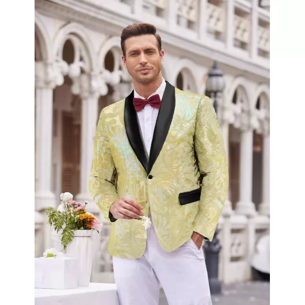COOFANDY Men's Shiny Sequins Blazer Floral Suit Jacket Stylish Tuxedo for Party, Wedding, Banquet, Prom