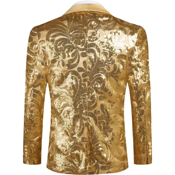 COOFANDY Men's Shiny Sequins Blazer Floral Suit Jacket Stylish Tuxedo for Party, Wedding, Banquet, Prom
