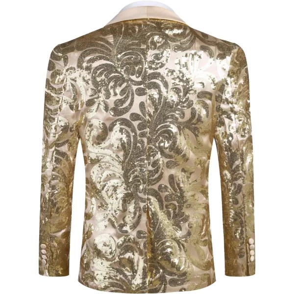 COOFANDY Men's Shiny Sequins Blazer Floral Suit Jacket Stylish Tuxedo for Party, Wedding, Banquet, Prom