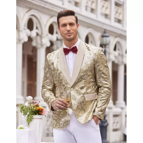 COOFANDY Men's Shiny Sequins Blazer Floral Suit Jacket Stylish Tuxedo for Party, Wedding, Banquet, Prom